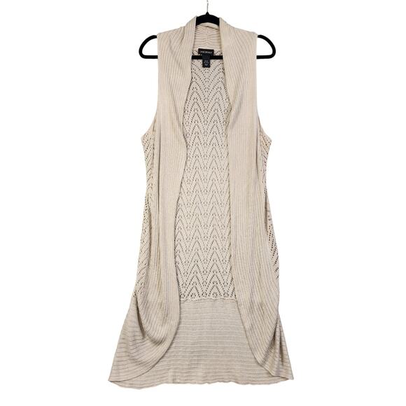 Lane Bryant Womens Sleeveless Open Knit Duster Cardigan Plus Size 18/20 Beige - Picture 1 of 9